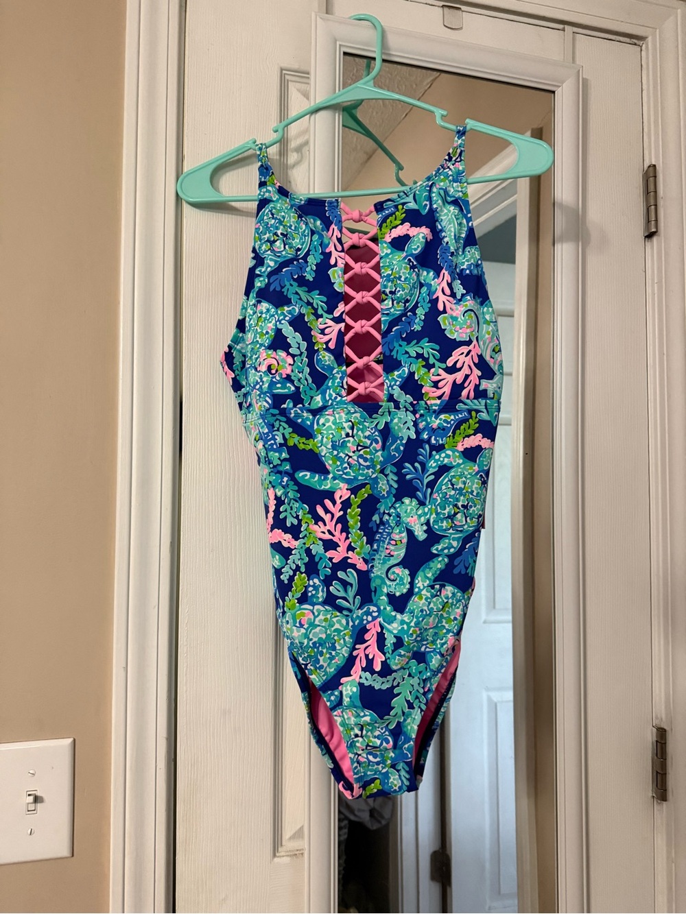 Lilly Pulitzer One-Piece Swimsuit with Pink Lacing